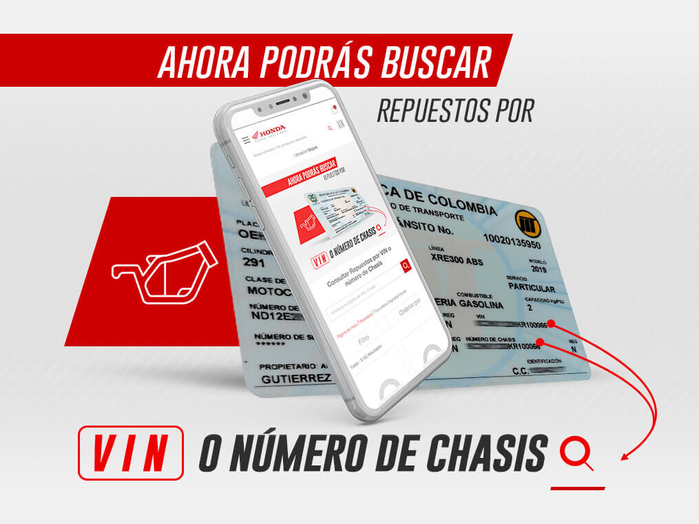 Búsqueda productos por VIN Honda motos